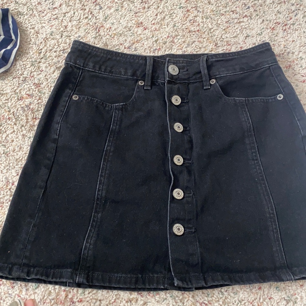 Black button down mini skirt